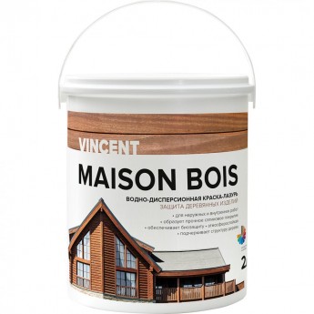 Водно-дисперсионная краска-лазурь для защиты деревянных изделий VINCENT MAISON BOIS