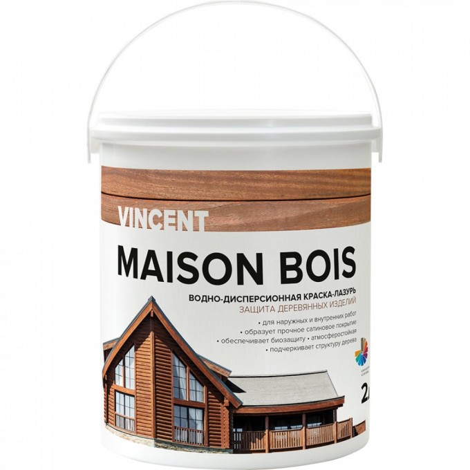 Водно-дисперсионная краска-лазурь для защиты деревянных изделий VINCENT MAISON BOIS 105-038